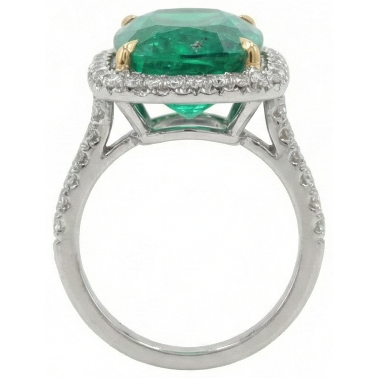 Grande bague de mariage diamant émeraude Vert 16.25 carats or 14K