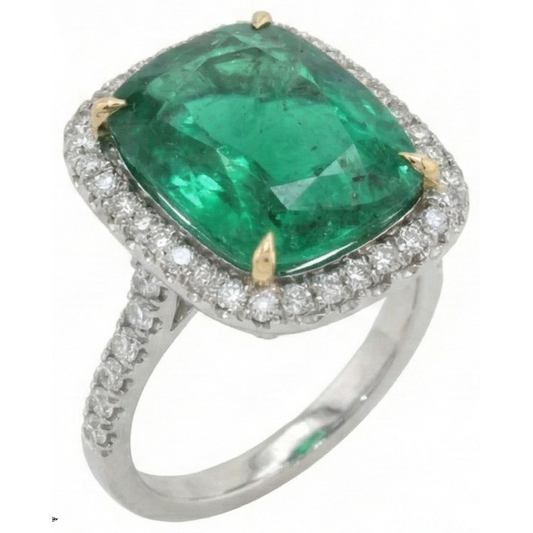 Grande bague de mariage diamant émeraude Vert 16.25 carats or 14K