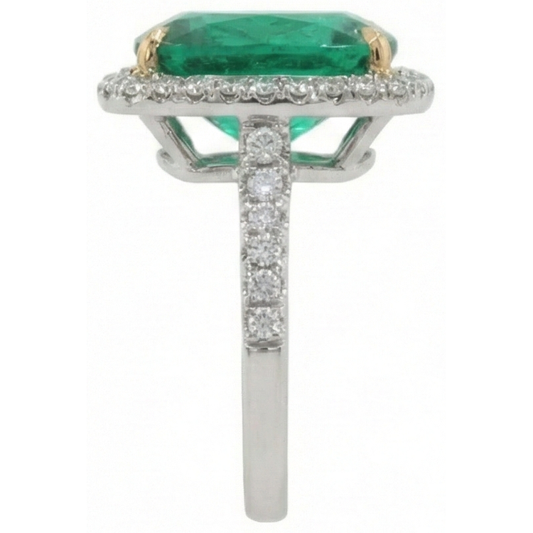 Grande bague de mariage diamant émeraude Vert 16.25 carats or 14K