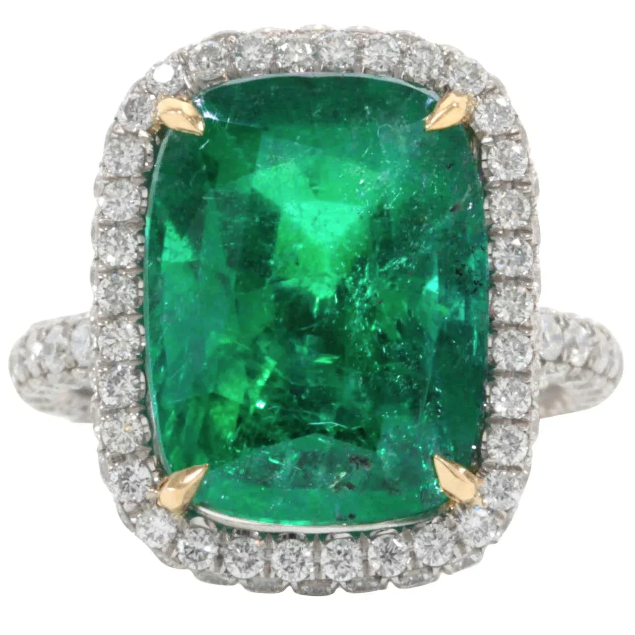 Grande bague de mariage diamant émeraude Vert 16.25 carats or 14K