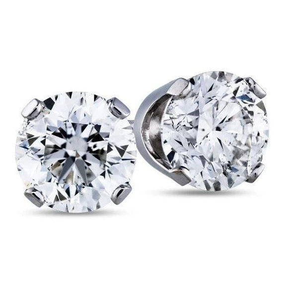 Grandes Boucles D'Oreilles Réel Diamant Scintillant G SI1 Vs2 4 Carats Or Blanc 14K