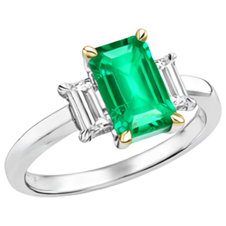 Confectionné main Bague avec Gemme 2 carats – vue de côté