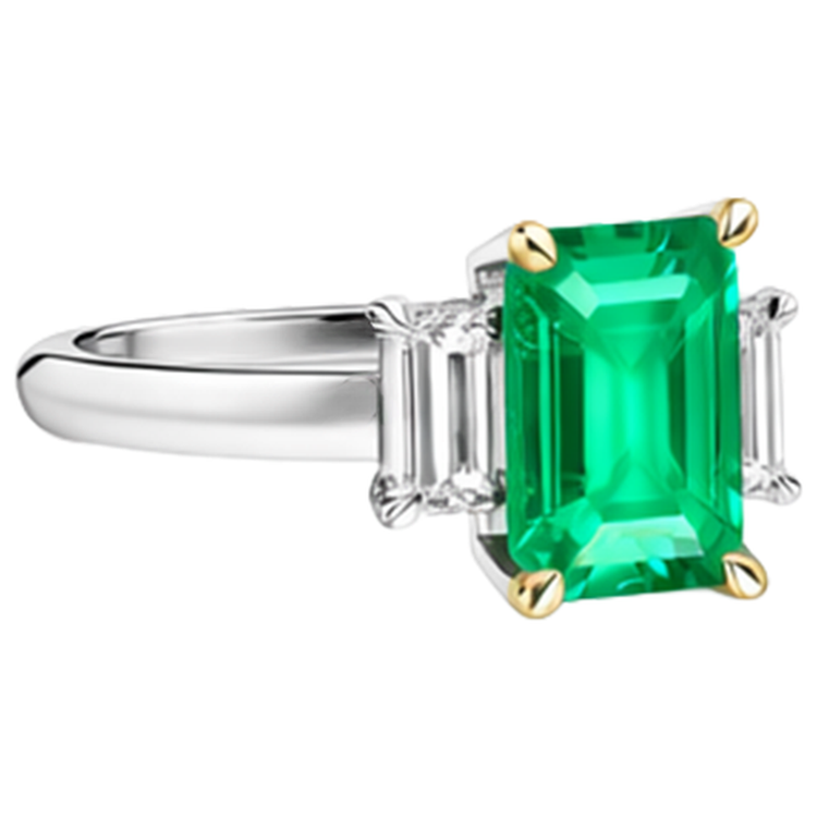 Confectionné main Émeraude Colombienne Bague avec Gemme 2 carats – vue de profil