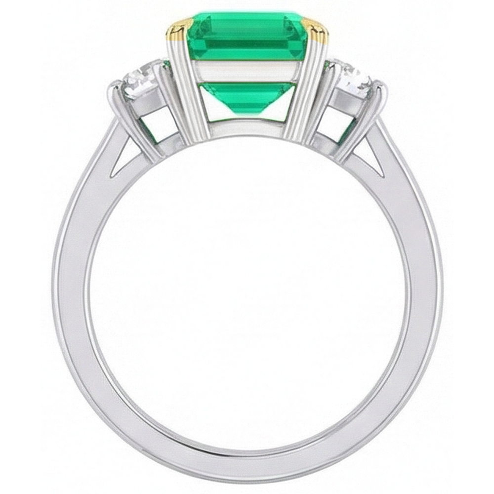 Artisanal Émeraude Colombienne Bague Pierre de Couleur 4 carats – vue de dessus