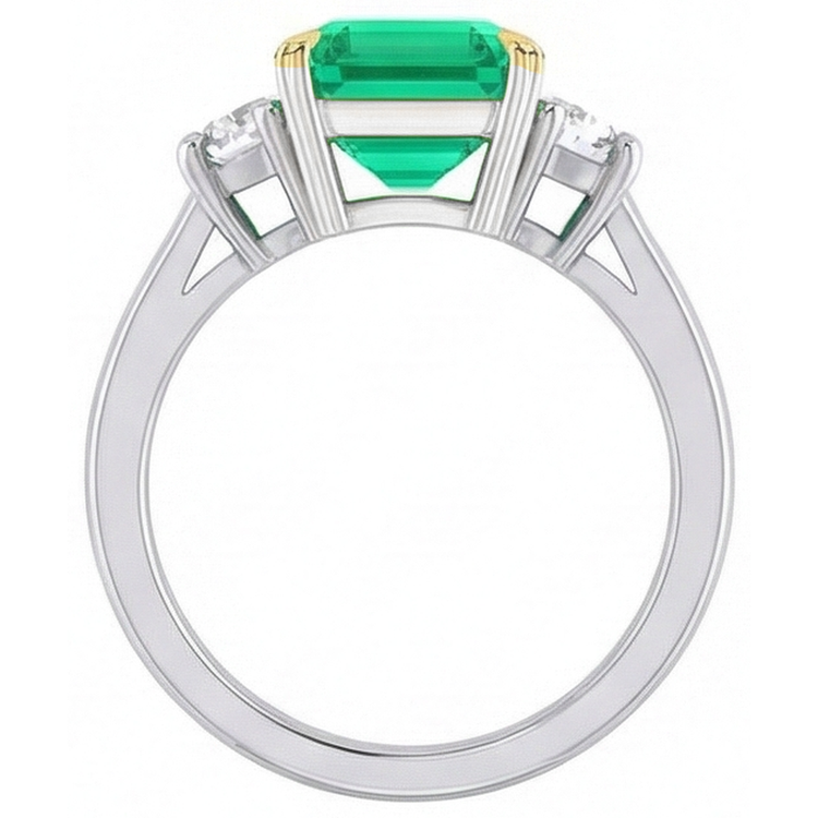 Artisanal Émeraude Colombienne Bague Pierre de Couleur 4 carats – vue de dessus