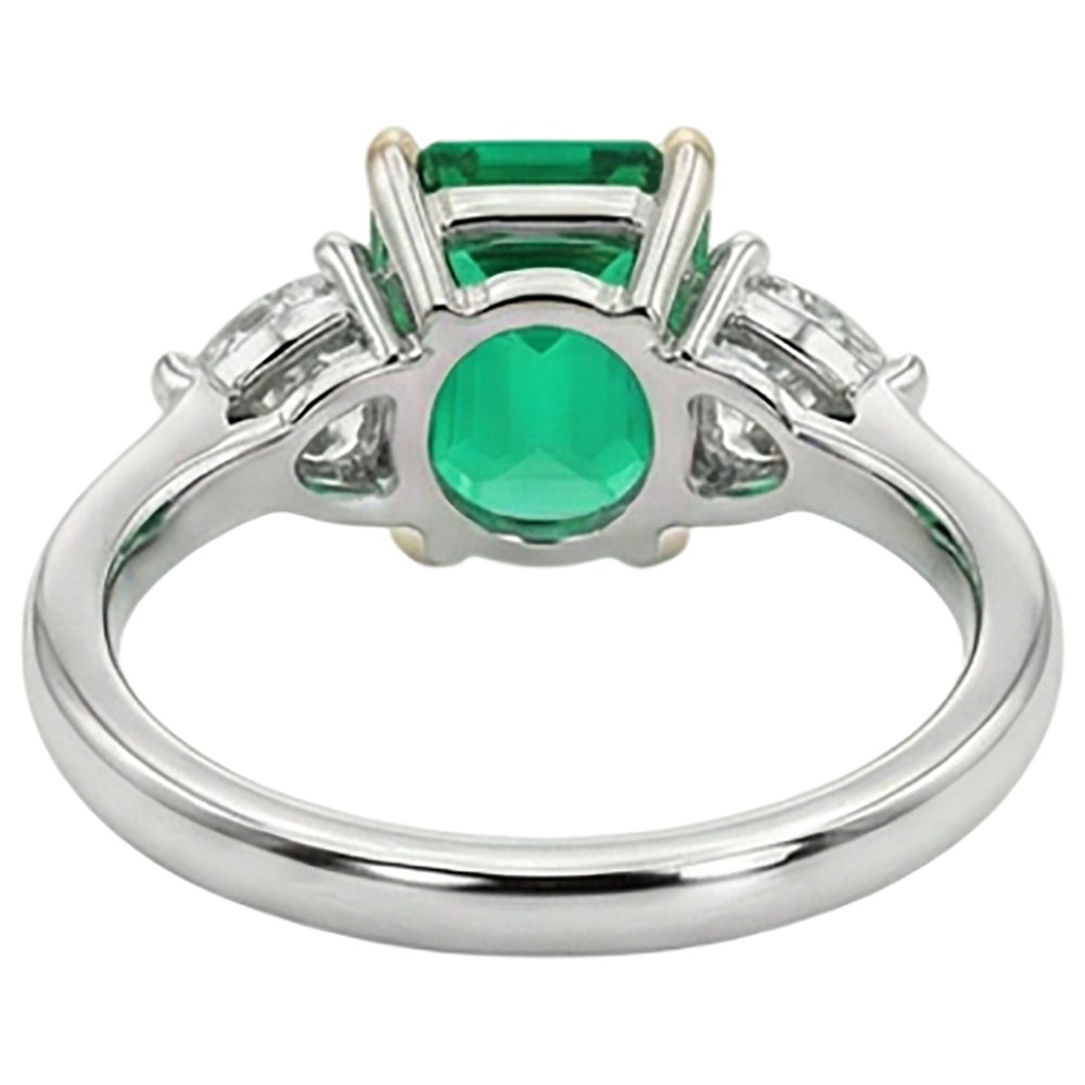 Émeraude Colombienne Bague avec Gemme – vue arrière
