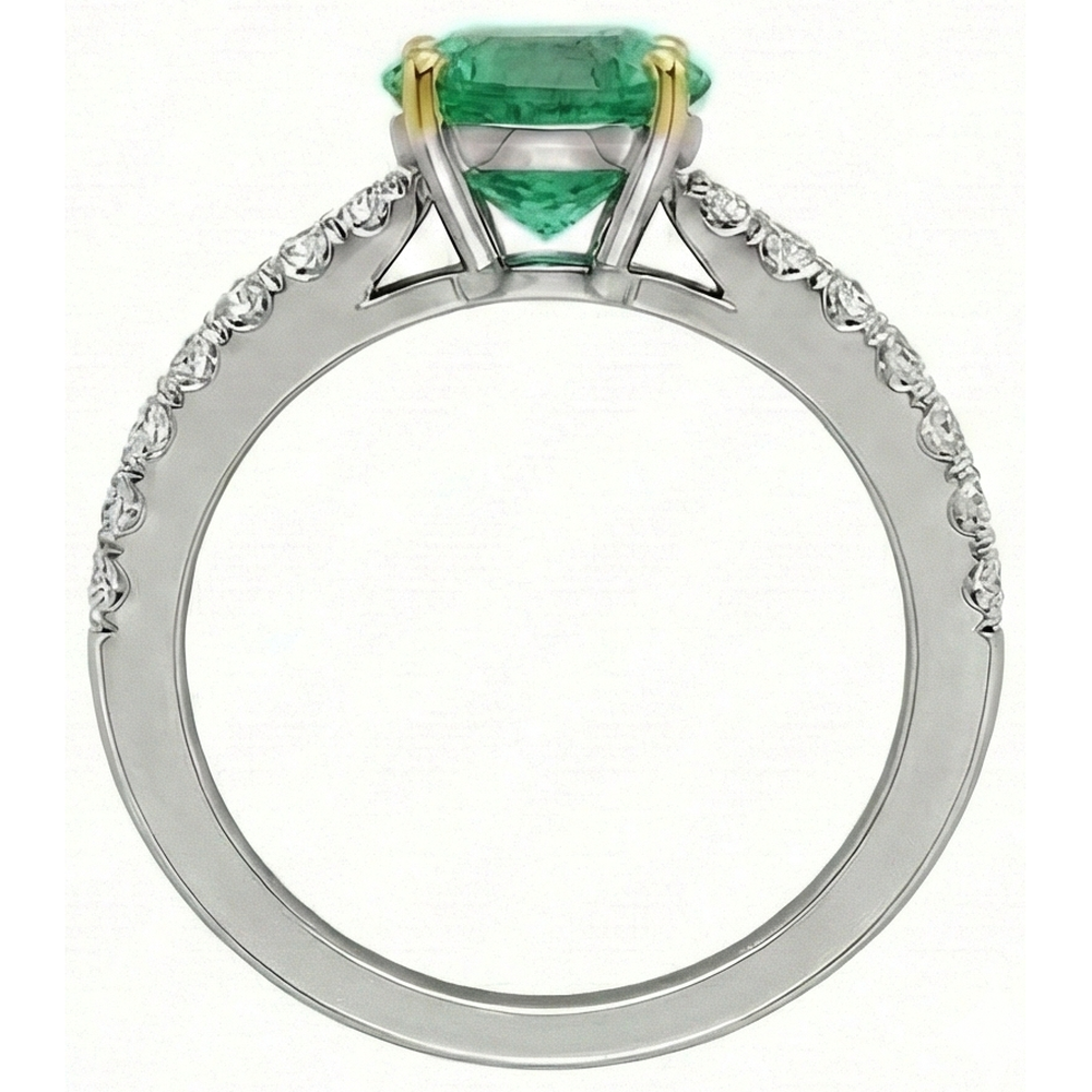 Émeraude Colombienne Bague Pierre de Couleur – vue de dessus