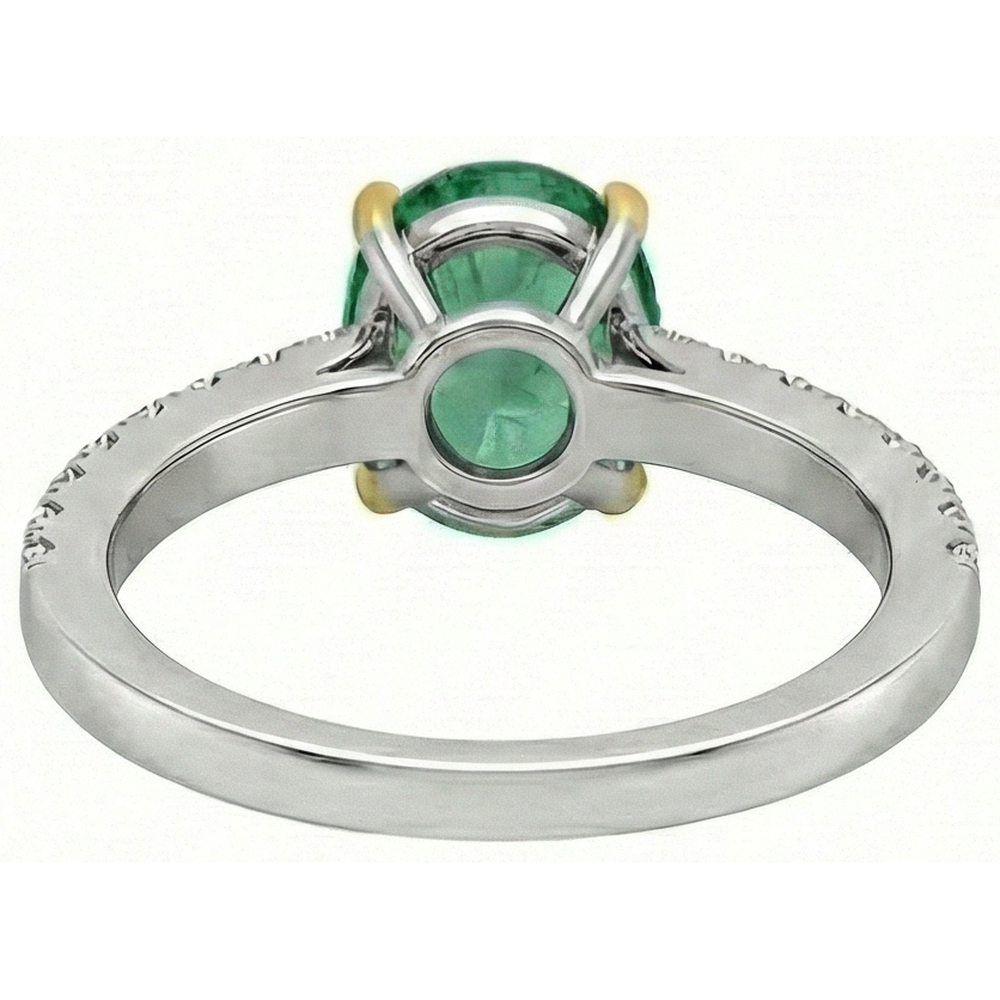 Bague Pierre de Couleur Or Bicolore 14 Carats avec Émeraude Colombienne – vue arrière