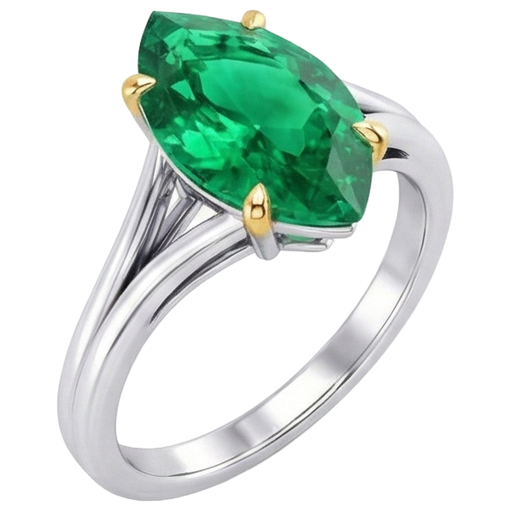 Fait à la main Émeraude Colombienne Bague Pierre Précieuse 3 carats – vue de côté