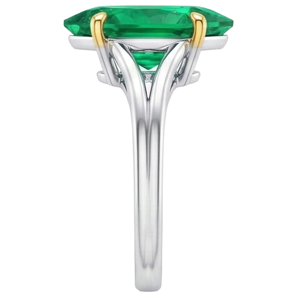 Émeraude Colombienne Bague Pierre Précieuse 3 carats Or 14K Bicolore – vue de profil