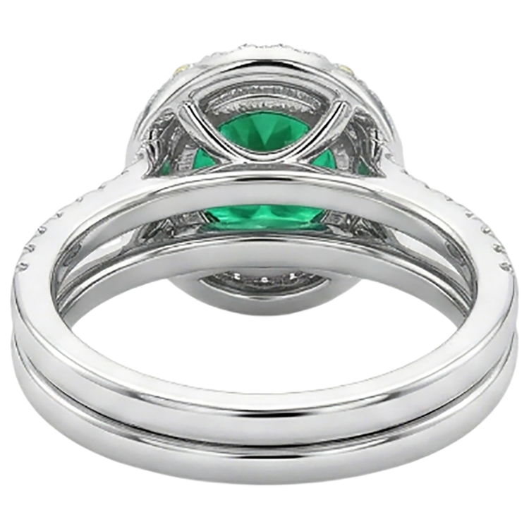 Émeraude Colombienne Bague Pierre Précieuse 2,50-carats Or 14K Bicolore – vue arrière