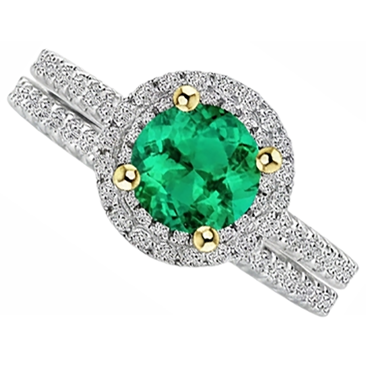Émeraude Colombienne Bague Pierre Précieuse 2,50 carats Or 14K Bicolore – vue de côté