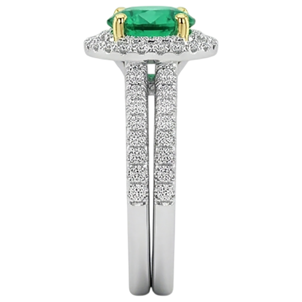 Émeraude Colombienne Bague Pierre Précieuse 2,50 carats Or 14K Bicolore – vue de dessus