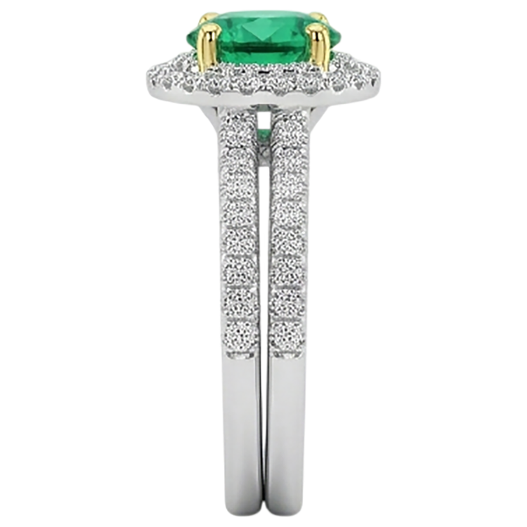 Émeraude Colombienne Bague Pierre Précieuse 2,50 carats Or 14K Bicolore – vue de dessus