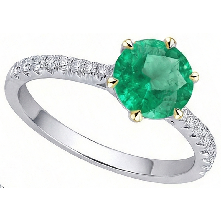 Sophistiqué Émeraude Bague Pierre de Couleur 3 carats – vue d'angle