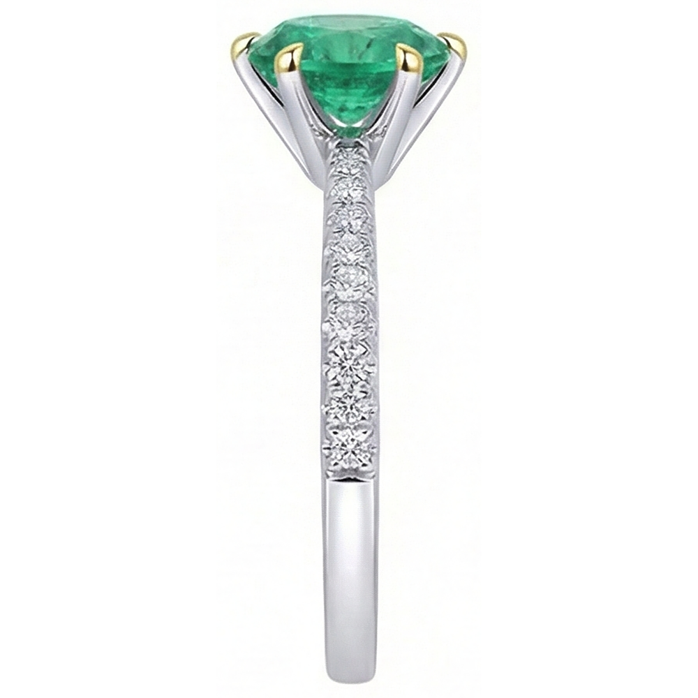 Sophistiqué Émeraude Bague Pierre de Couleur 3 carats – vue de profil