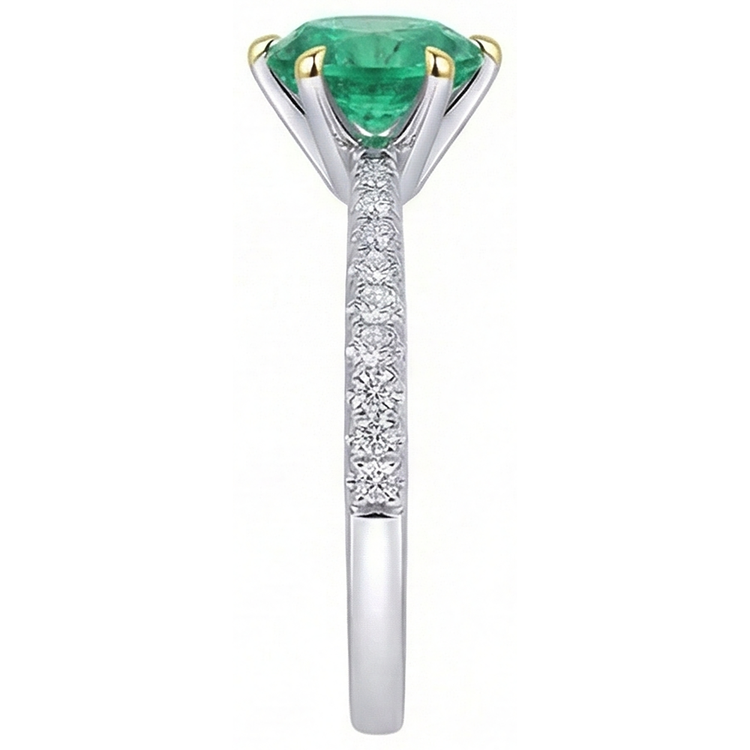 Sophistiqué Émeraude Bague Pierre de Couleur 3 carats – vue de profil