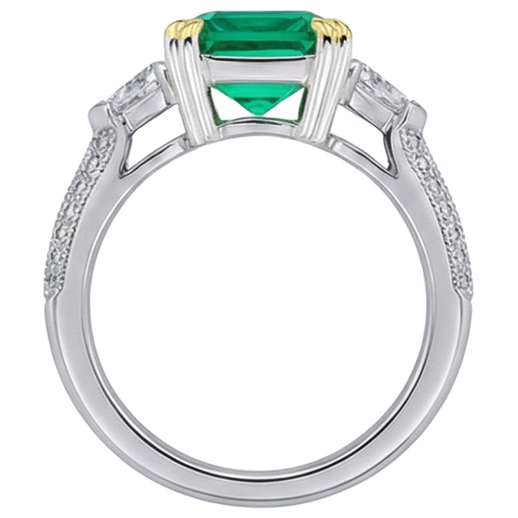 Taille à Degrés Émeraude Fine bague en Or Deux Tons 14 Carats – vue de profil
