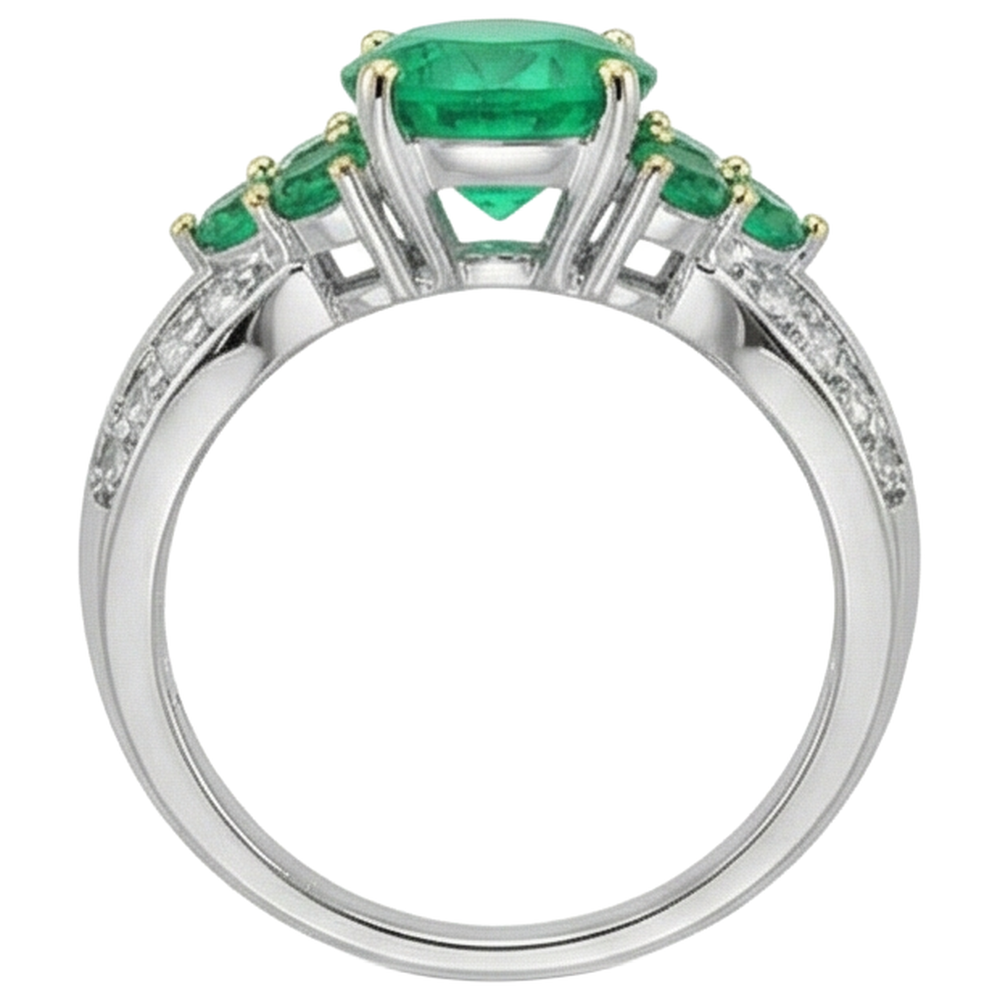 De luxe Émeraude Colombienne Bague Pierre de Couleur 2 carats – vue de dessus