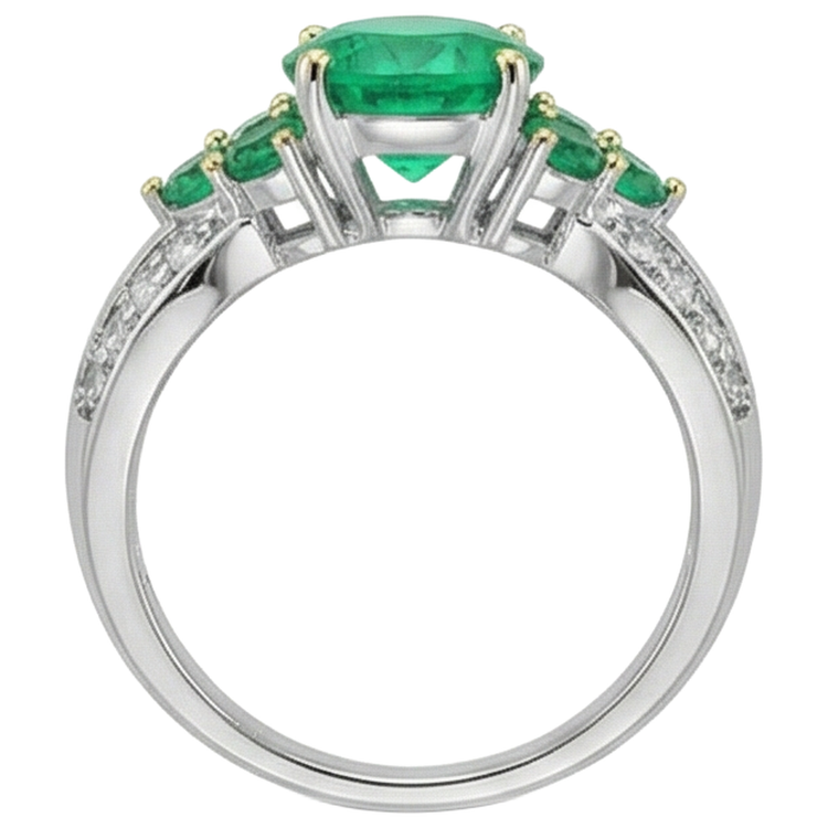 De luxe Émeraude Colombienne Bague Pierre de Couleur 2 carats – vue de dessus