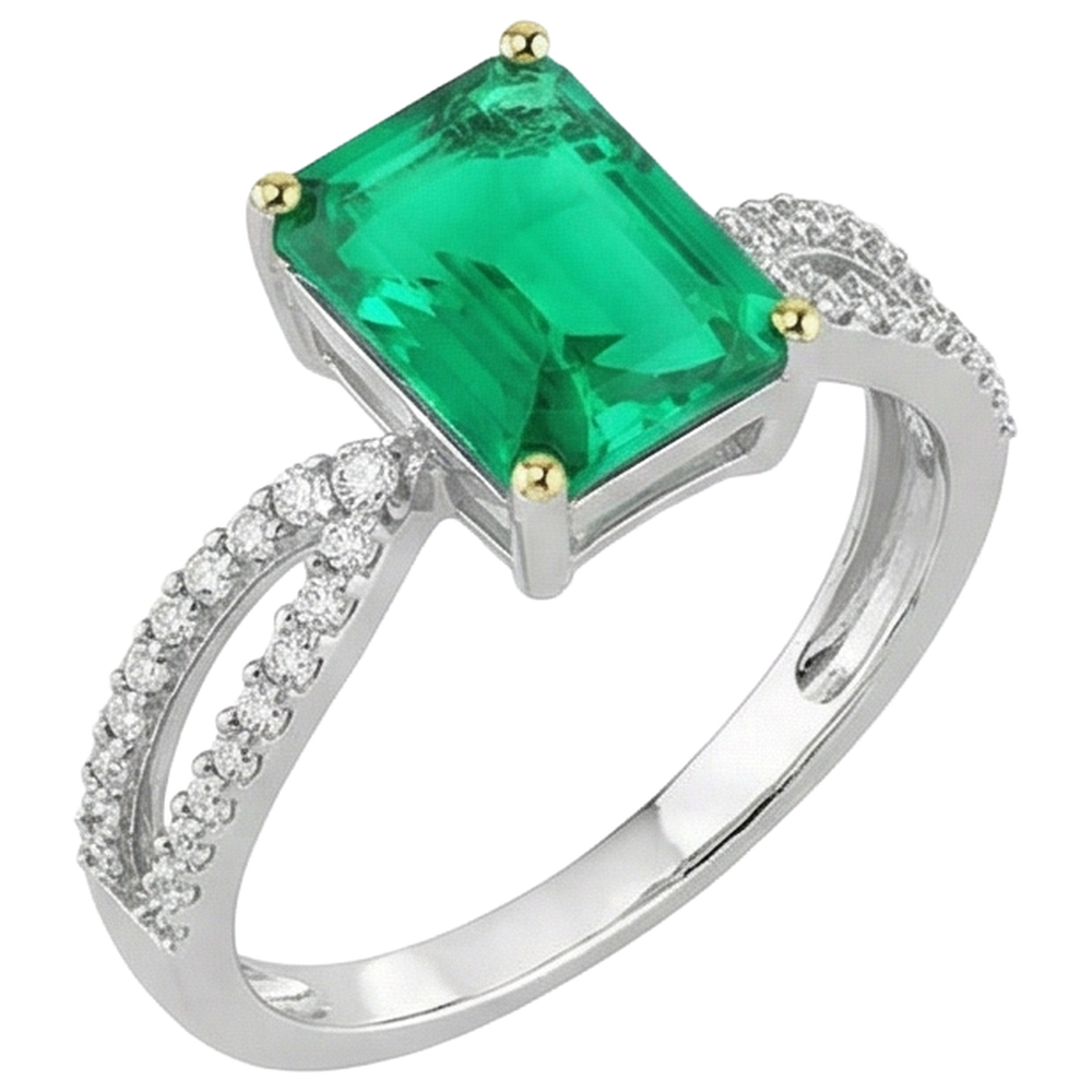 Artisanal Émeraude Colombienne Bague avec Gemme 2 carats – vue de profil