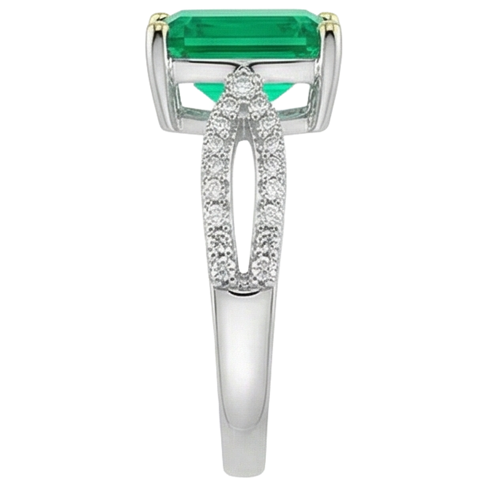 Artisanal Émeraude Colombienne Bague avec Gemme 2 carats – vue de dessus