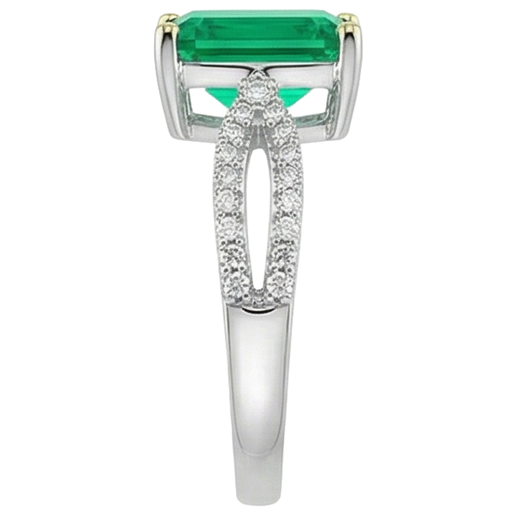 Artisanal Émeraude Colombienne Bague avec Gemme 2 carats – vue de dessus