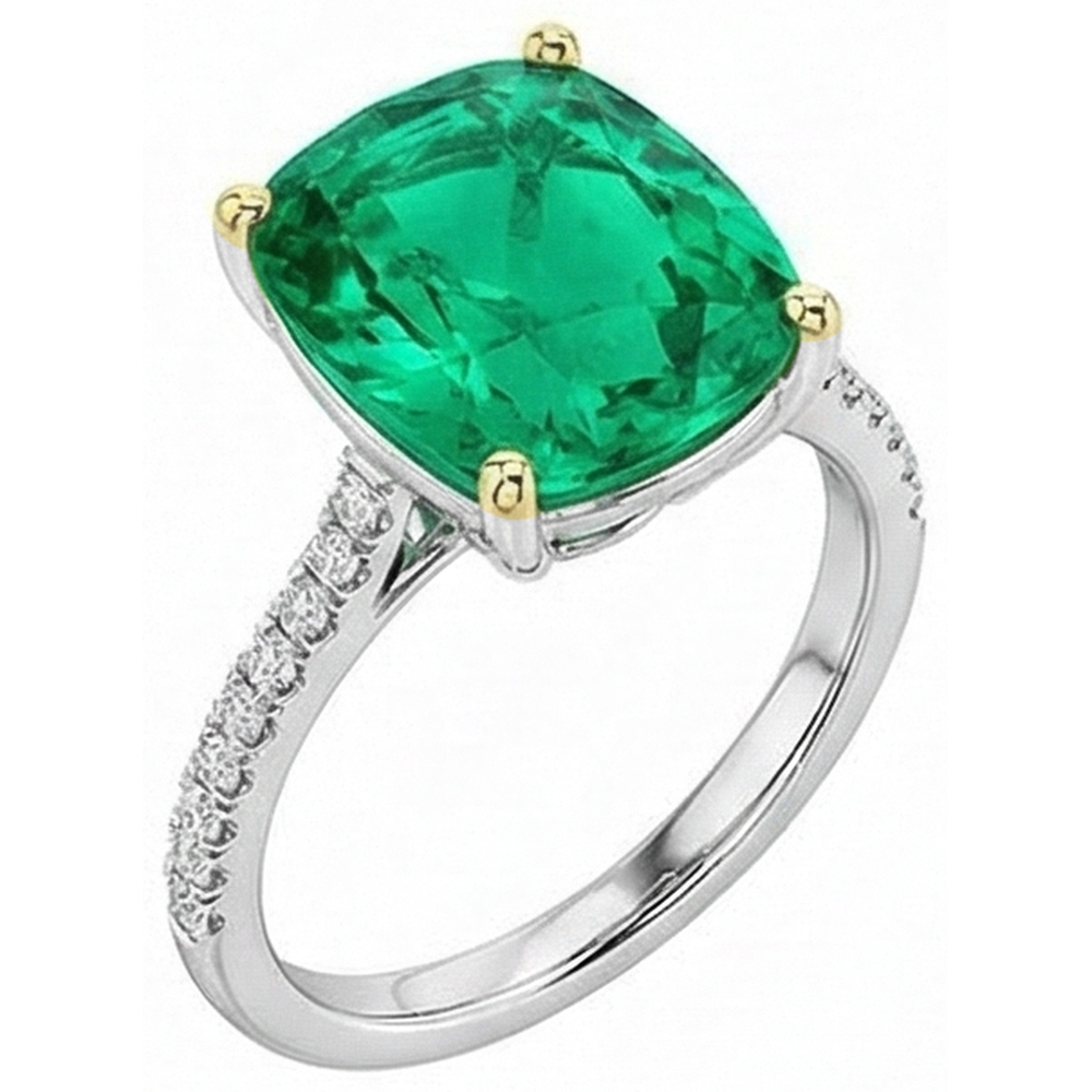 Élégant Émeraude Colombienne Bague Pierre Précieuse 4 carats – vue de côté