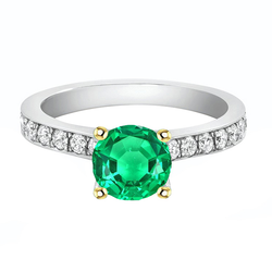 Émeraude Colombienne Pavé Bague avec Gemme 2,50 carats en Or 14K