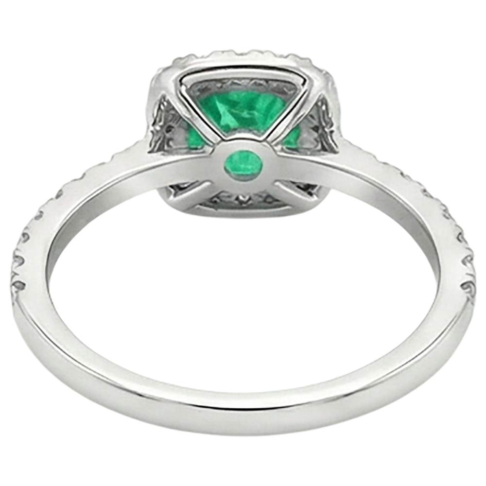 Émeraude Fine Bague avec Gemme 3-carats Or Bicolore 14 Carats – vue arrière