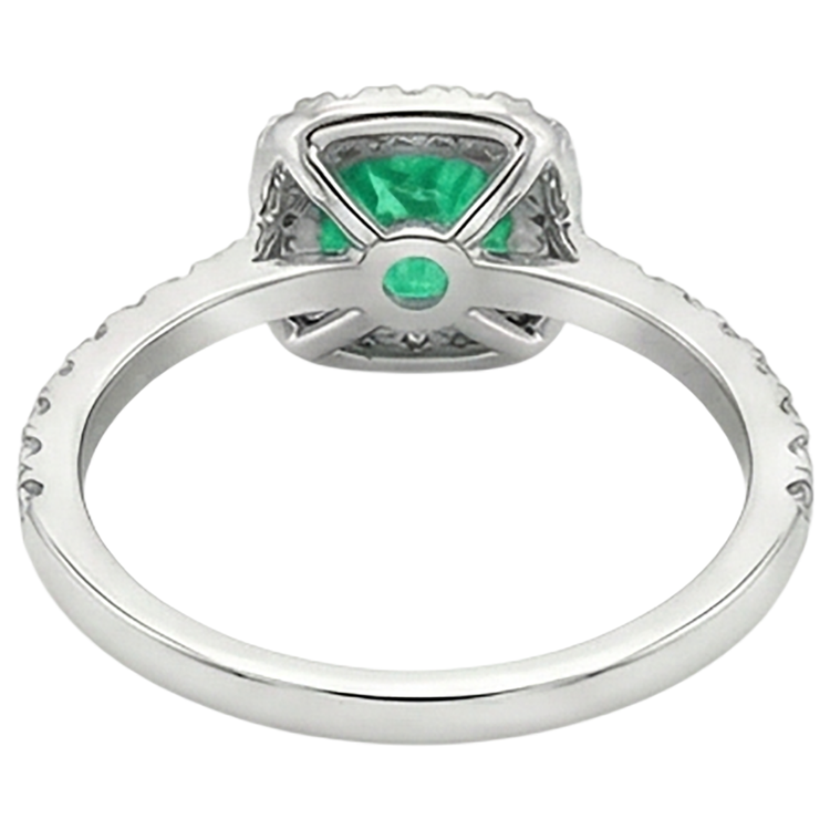 Émeraude Fine Bague avec Gemme 3-carats Or Bicolore 14 Carats – vue arrière