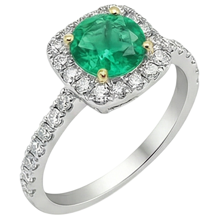 De luxe Émeraude Fine Bague avec Gemme 3 carats – vue de côté