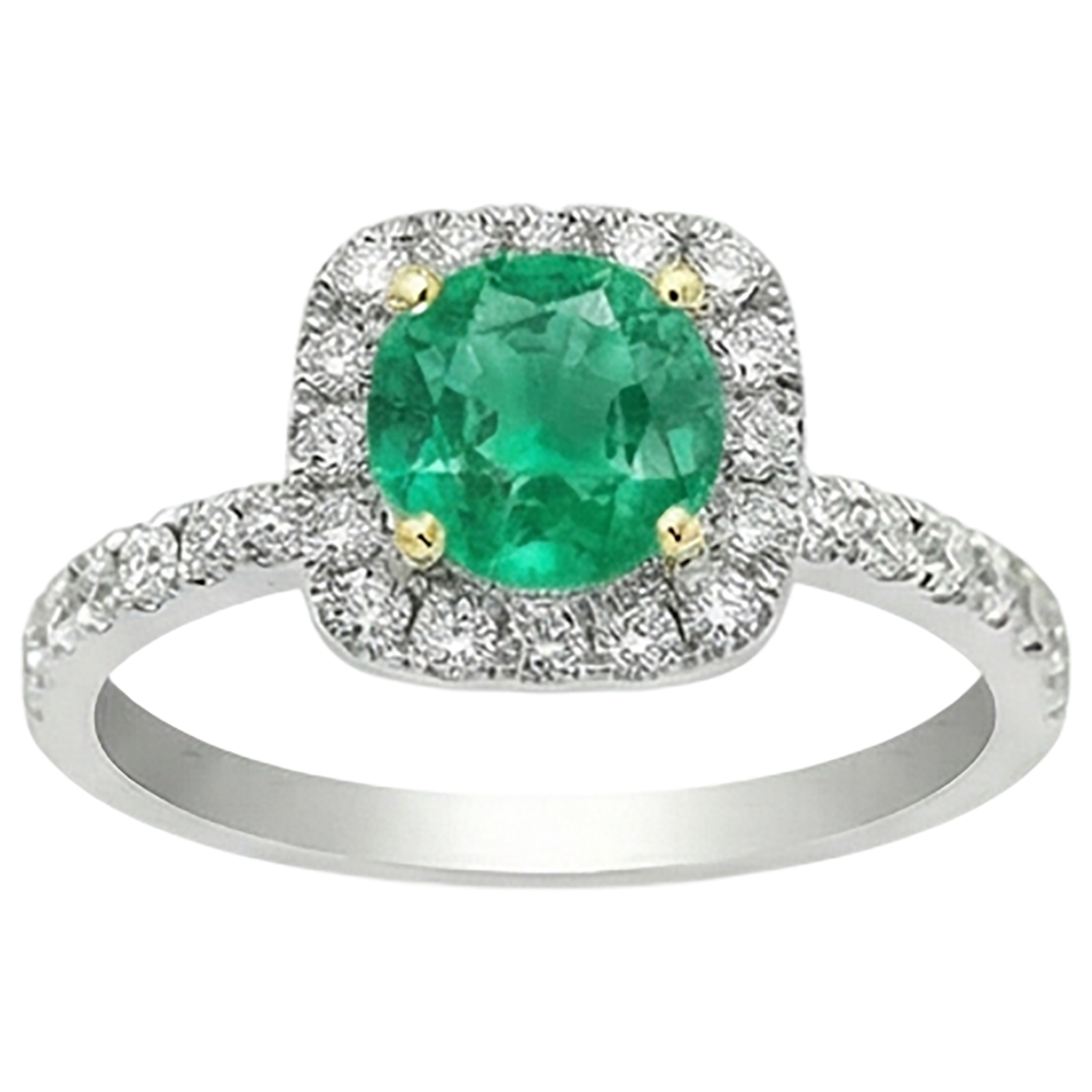 Émeraude Fine Bague avec Gemme 3 carats Or Bicolore 14 Carats – vue de face