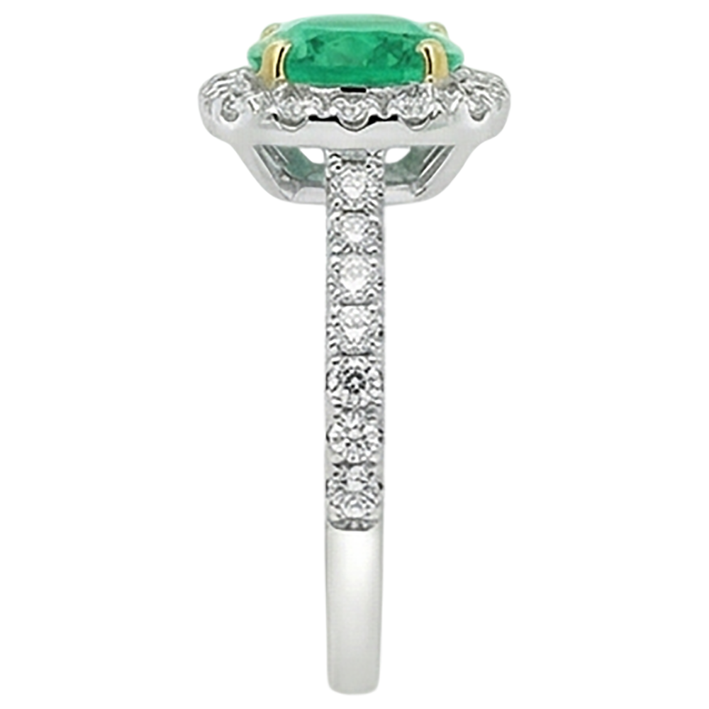 Taille Brillant Émeraude Fine bague en Or Bicolore 14 Carats – vue de dessus