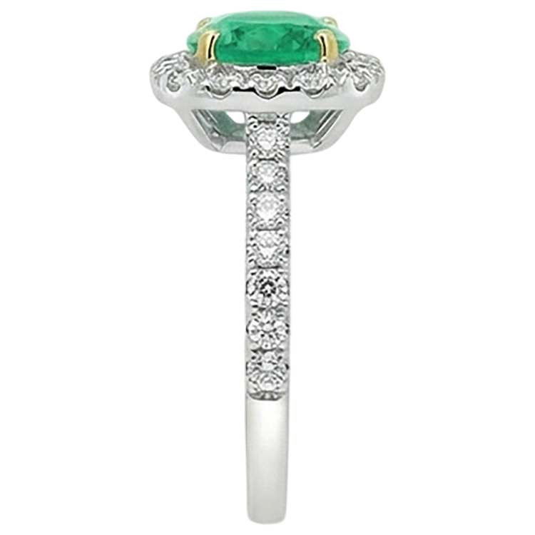 Taille Brillant Émeraude Fine bague en Or Bicolore 14 Carats – vue de dessus