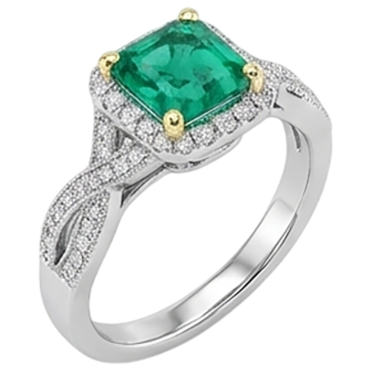 Sur mesure Émeraude Fine Bague Pierre Précieuse 2,50 carats – vue de face