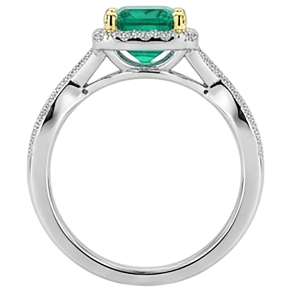 Émeraude Fine Bague Pierre Précieuse 2,50 carats Or Deux Tons 14 Carats – vue arrière