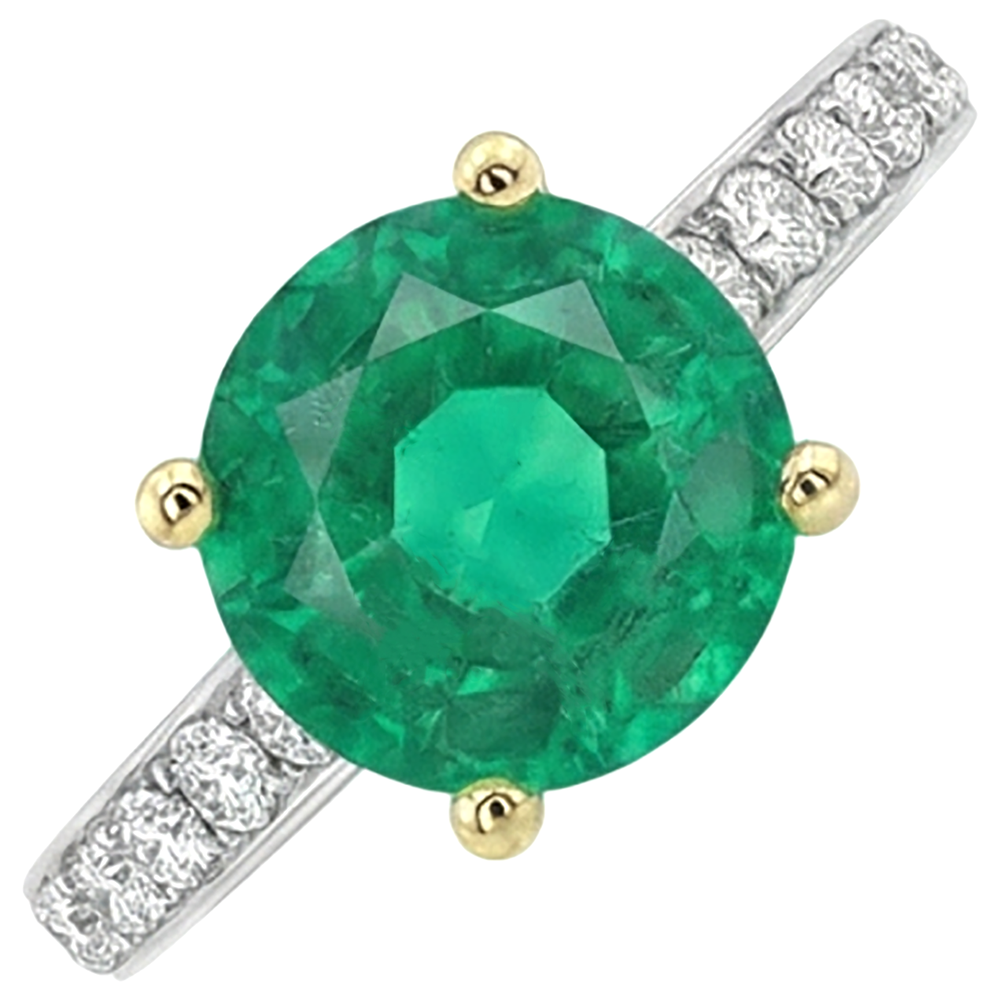 Émeraude Colombienne Bague avec Gemme 2,50 carats Or 14K Bicolore – vue de côté