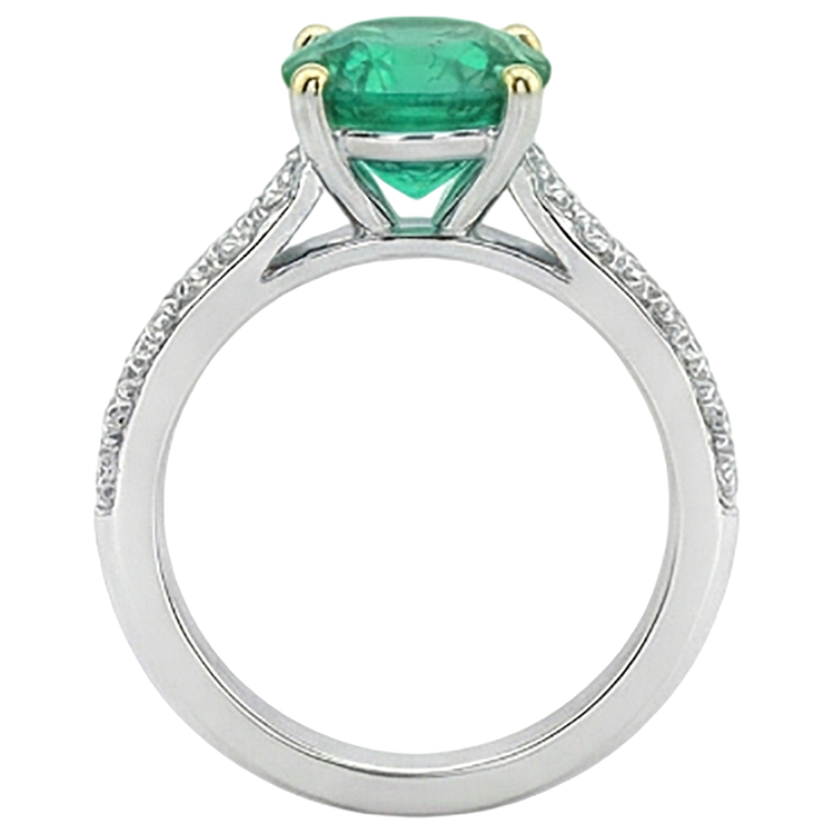 Émeraude Colombienne Bague avec Gemme 2,50-carats Or 14K Bicolore – vue de profil