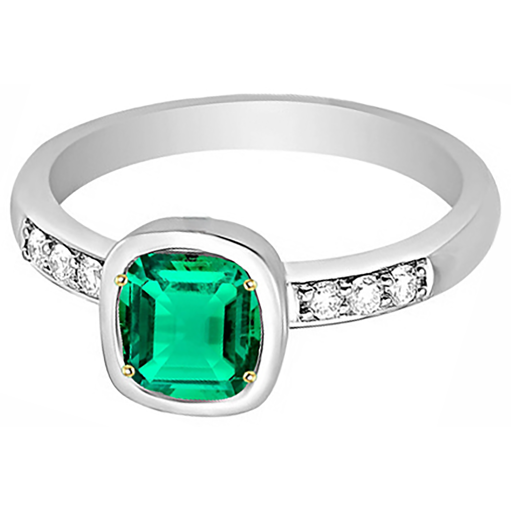 Émeraude Fine Bague avec Gemme – vue de face