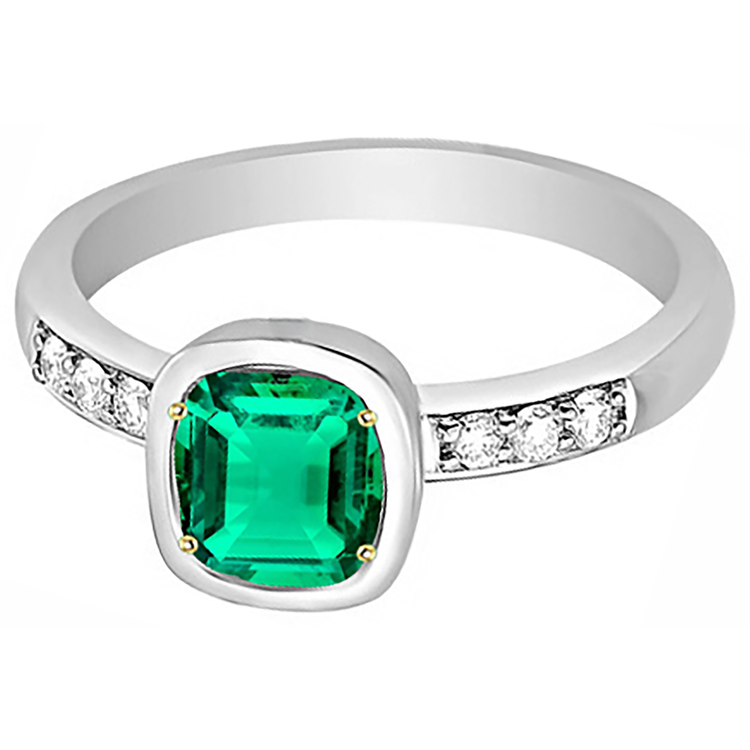 Émeraude Fine Bague avec Gemme – vue de face