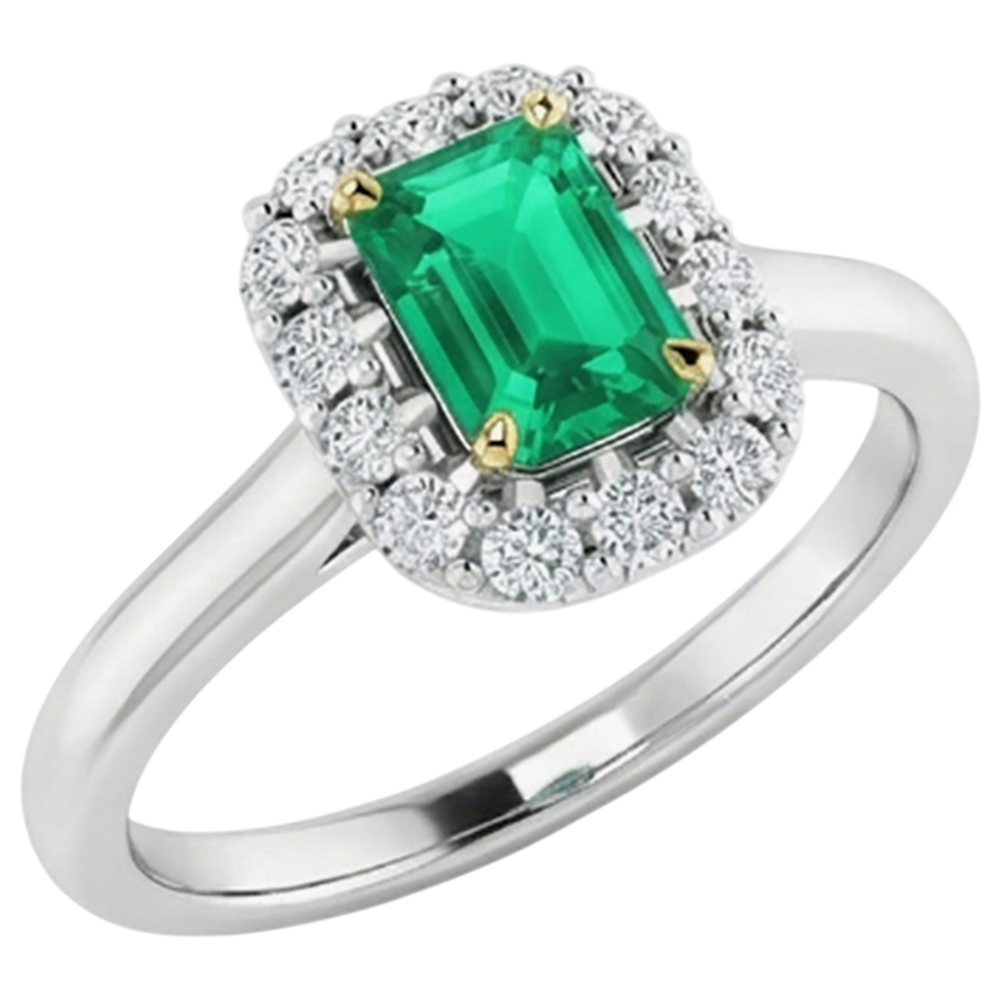 Étincelant Émeraude Bague Pierre de Couleur 2 carats – vue de face