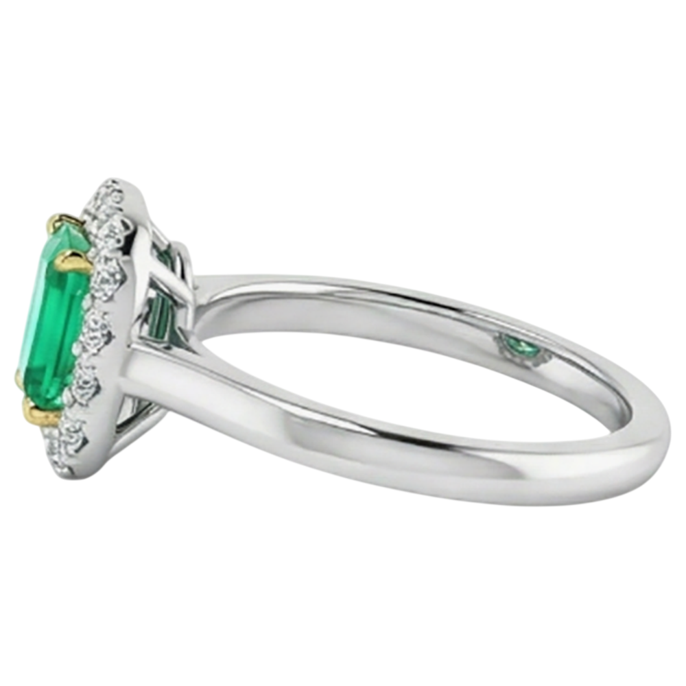Émeraude Bague Pierre de Couleur 2-carats Or Bicolore 14 Carats – vue de dessus