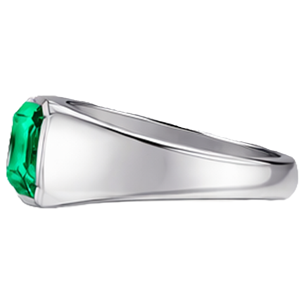 Asscher Émeraude Fine bague en Or Blanc 14 Carats – vue de profil