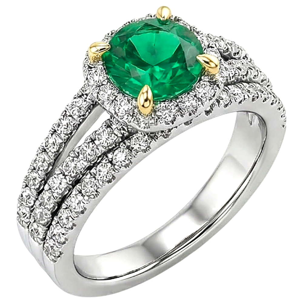 Émeraude Colombienne Bague Pierre de Couleur – vue de profil