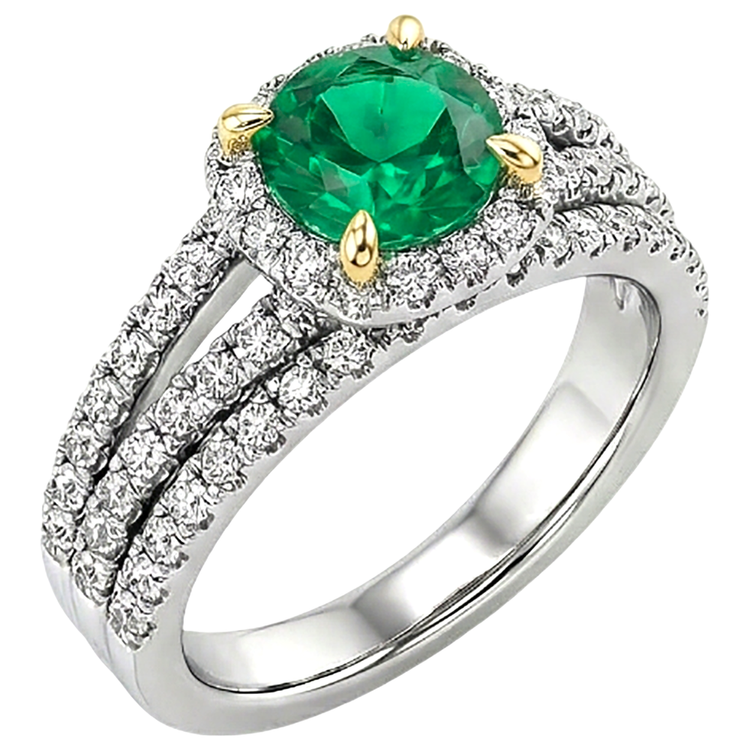 Émeraude Colombienne Bague Pierre de Couleur – vue de profil
