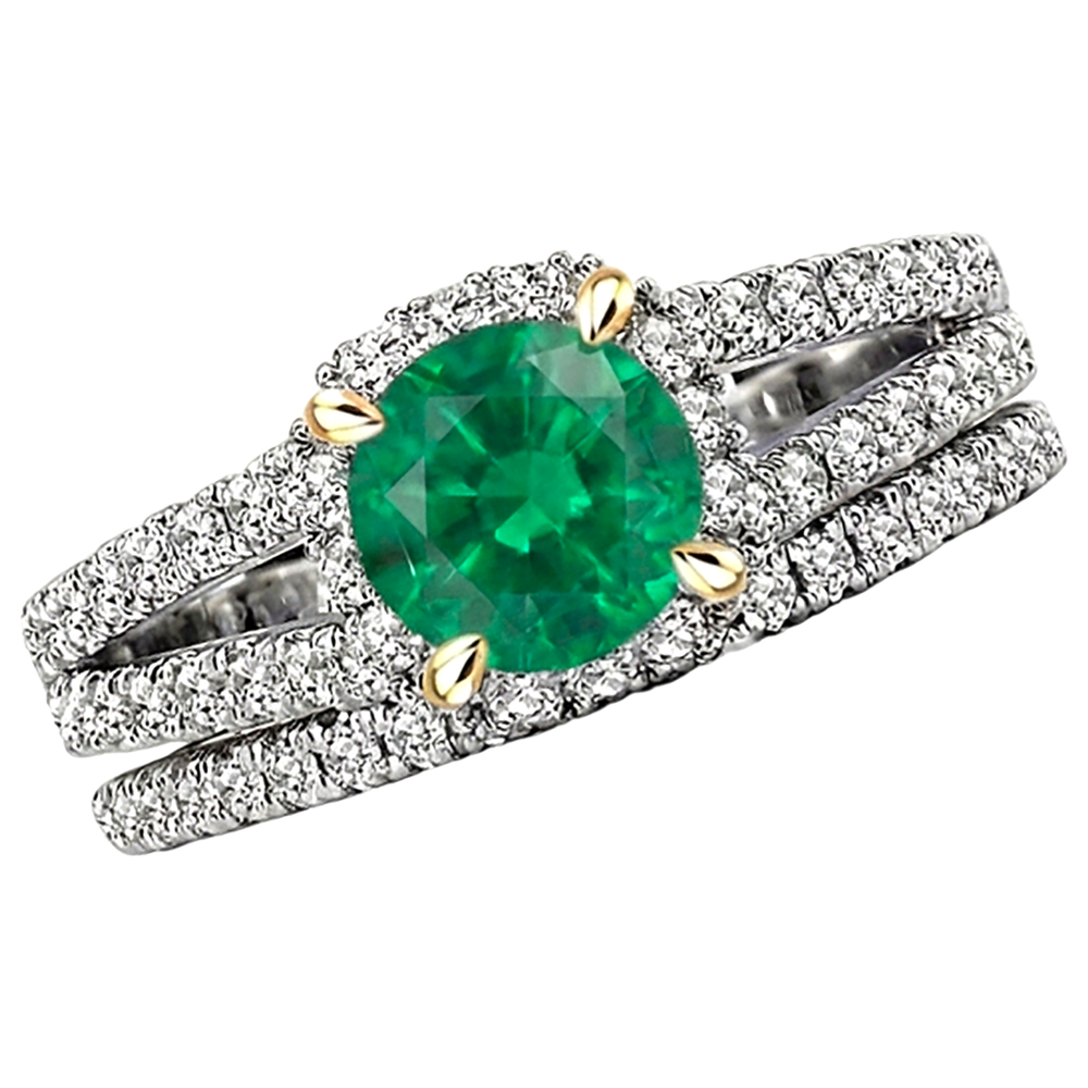Exquis Émeraude Colombienne Bague Pierre de Couleur 2,50 carats – vue de côté