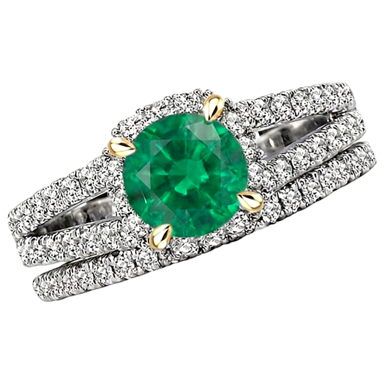 Exquis Émeraude Colombienne Bague Pierre de Couleur 2,50 carats – vue de côté