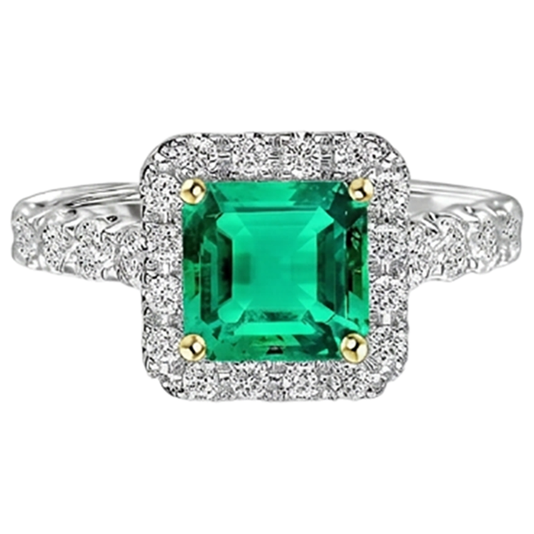 Émeraude Bague avec Gemme – vue de face