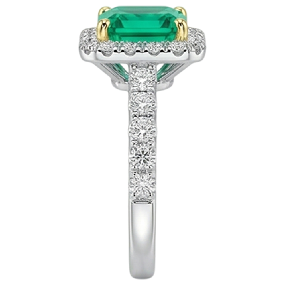 Émeraude Bague avec Gemme 3,50 carats Or Deux Tons 14 Carats – vue arrière